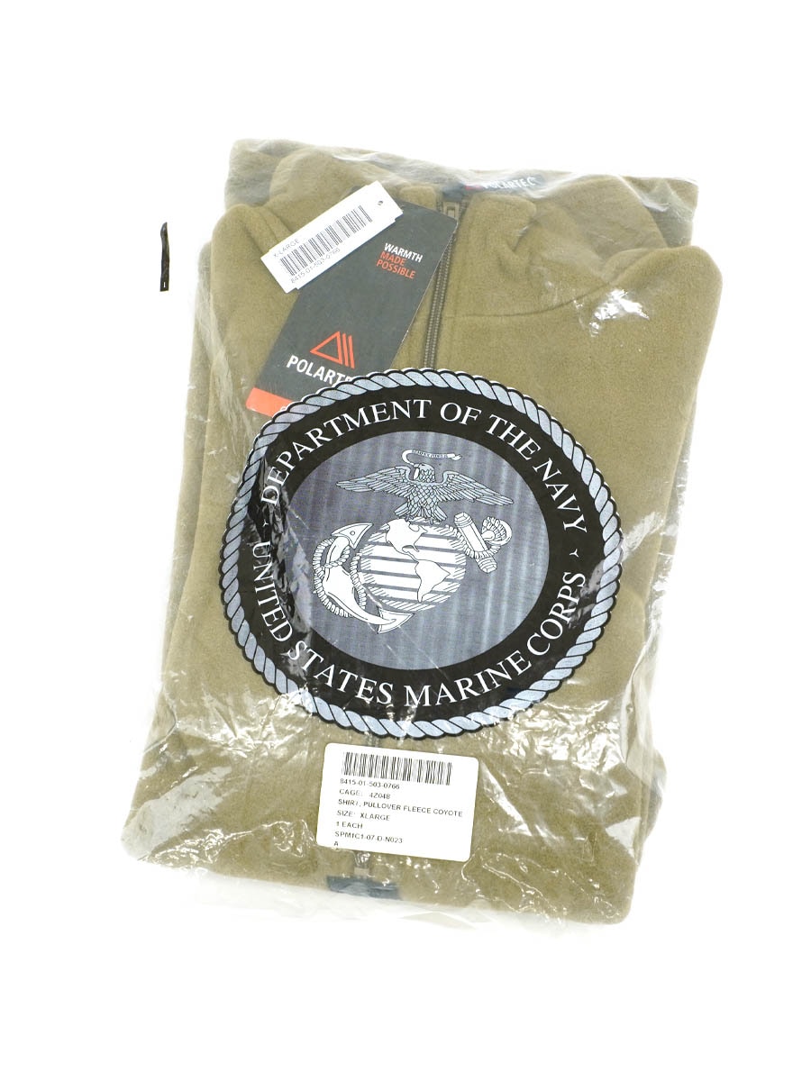 '07 USMC ポーラテック フリースプルオーバー コヨーテ 表記(XL) NOS