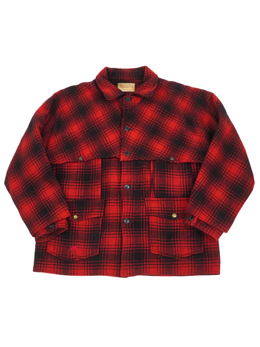 50's PENNEY'S 赤黒チェック マッキーノジャケット 実寸(40位) | NEW