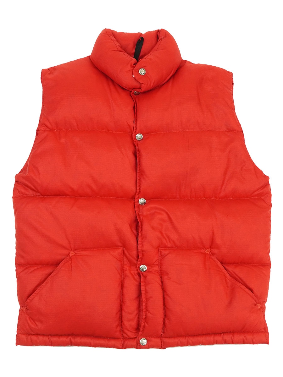 70's 茶タグ THE NORTH FACE リップストップ ダウンベスト レッド 表記