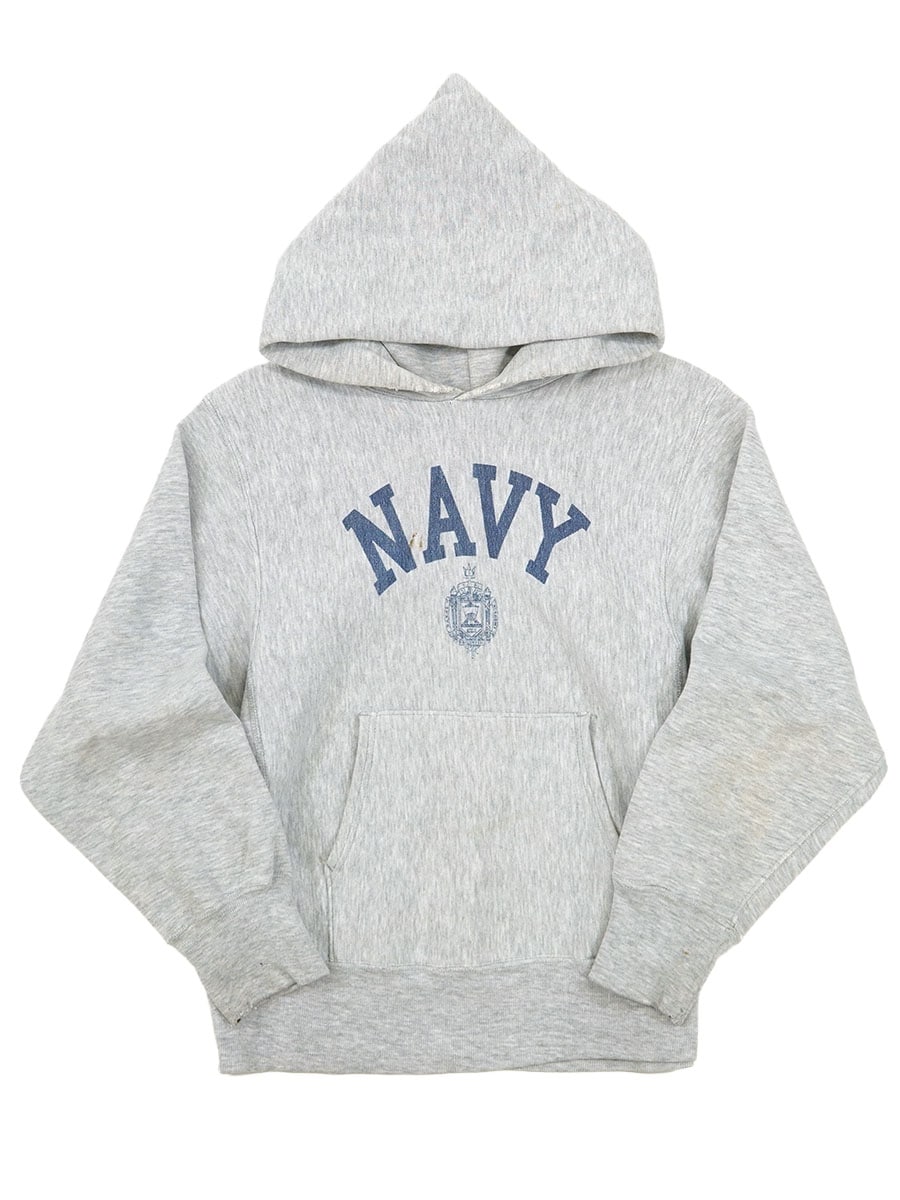 80's プリントタグ チャンピオンRW ''NAVY'' 染み込みプリント 表記(S