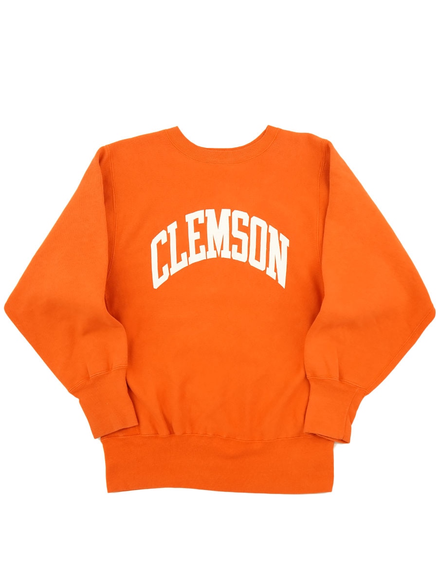 90's 刺繍タグ チャンピオンRW ''CLEMSON'' レアカラー オレンジ 表記