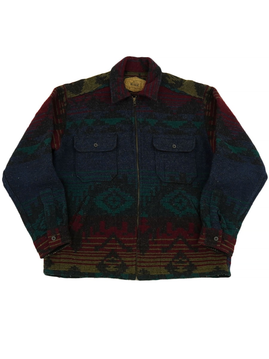 90's Woolrich ネイティブ柄 ジップアップウールJKT 表記(L) USA製