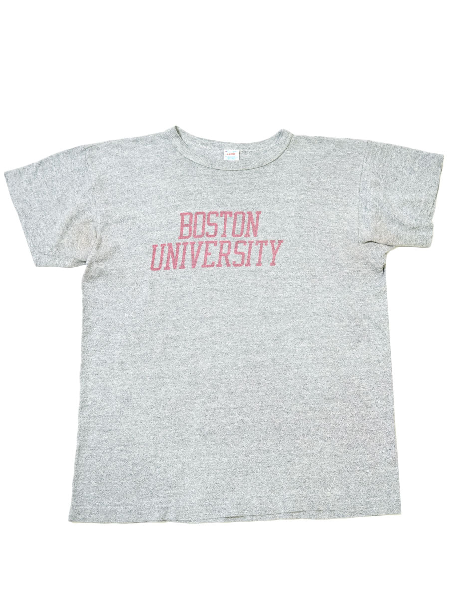 80's トリコタグ チャンピオン ''BOSTON UNIVERSITY'' 染み込みプリント Tシャツ 表記(L) USA製