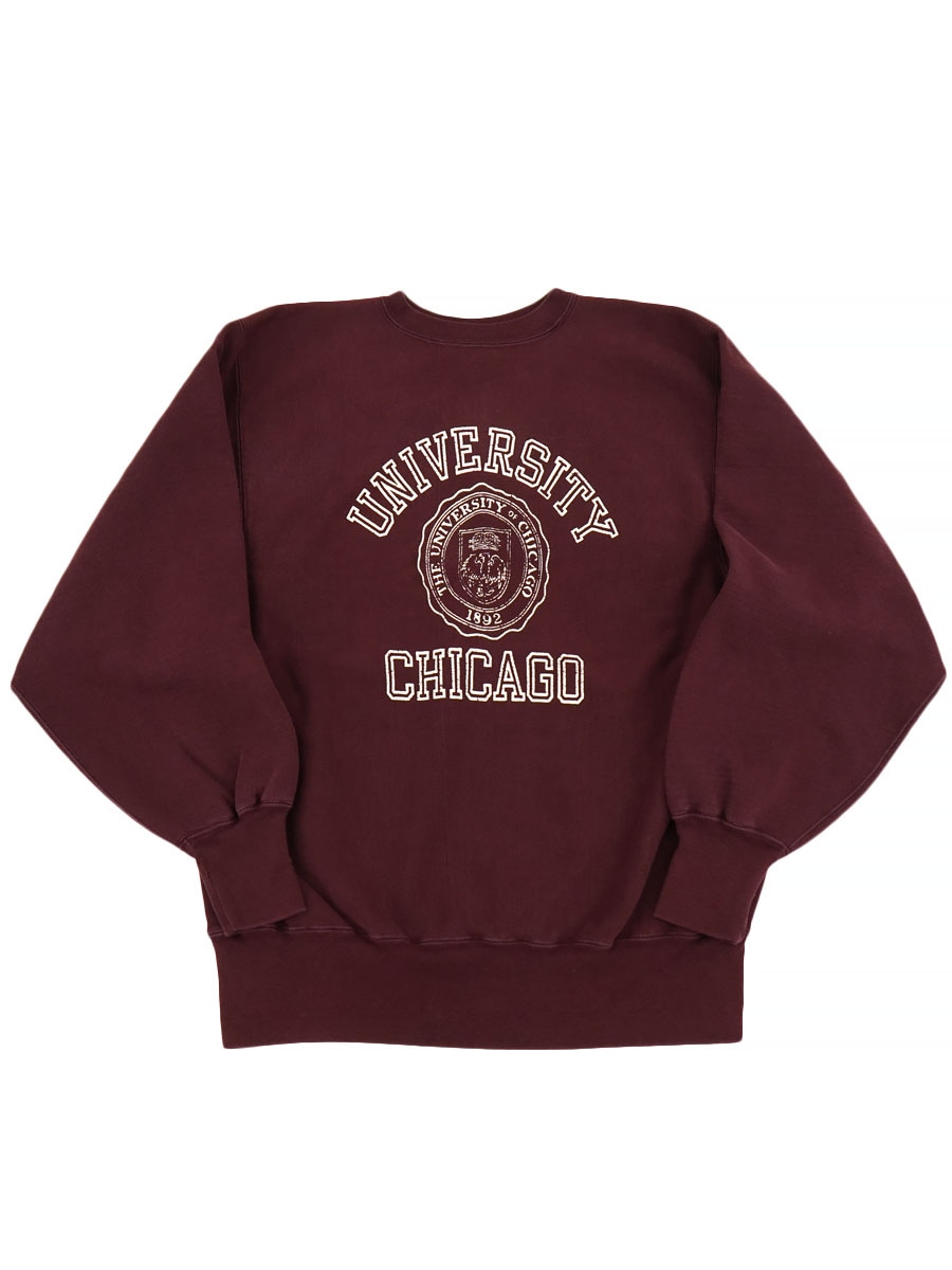 90's 刺繍タグ チャンピオンRW ''UNIVERSITY CHICAGO'' 3段プリント エンジ 表記(XL) USA製