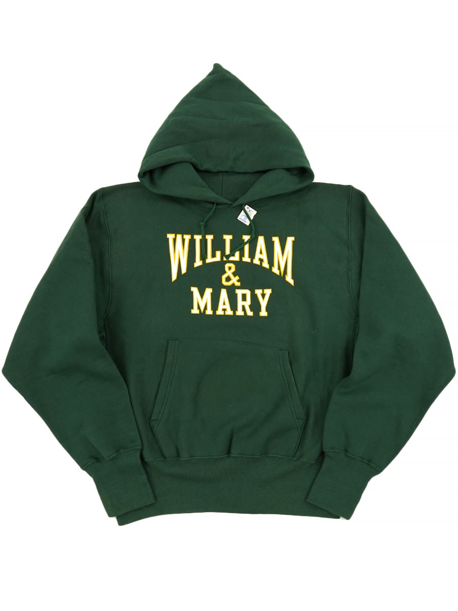 80's プリントタグ チャンピオンRWパーカ ''WILLIAM & MARY'' グリーン 表記(M) 旧ハトメ NOS