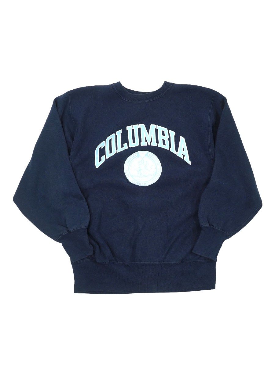 90's 刺繍タグ チャンピオン RWクルー ''COLUMBIA'' ネイビー 表記(L) USA製