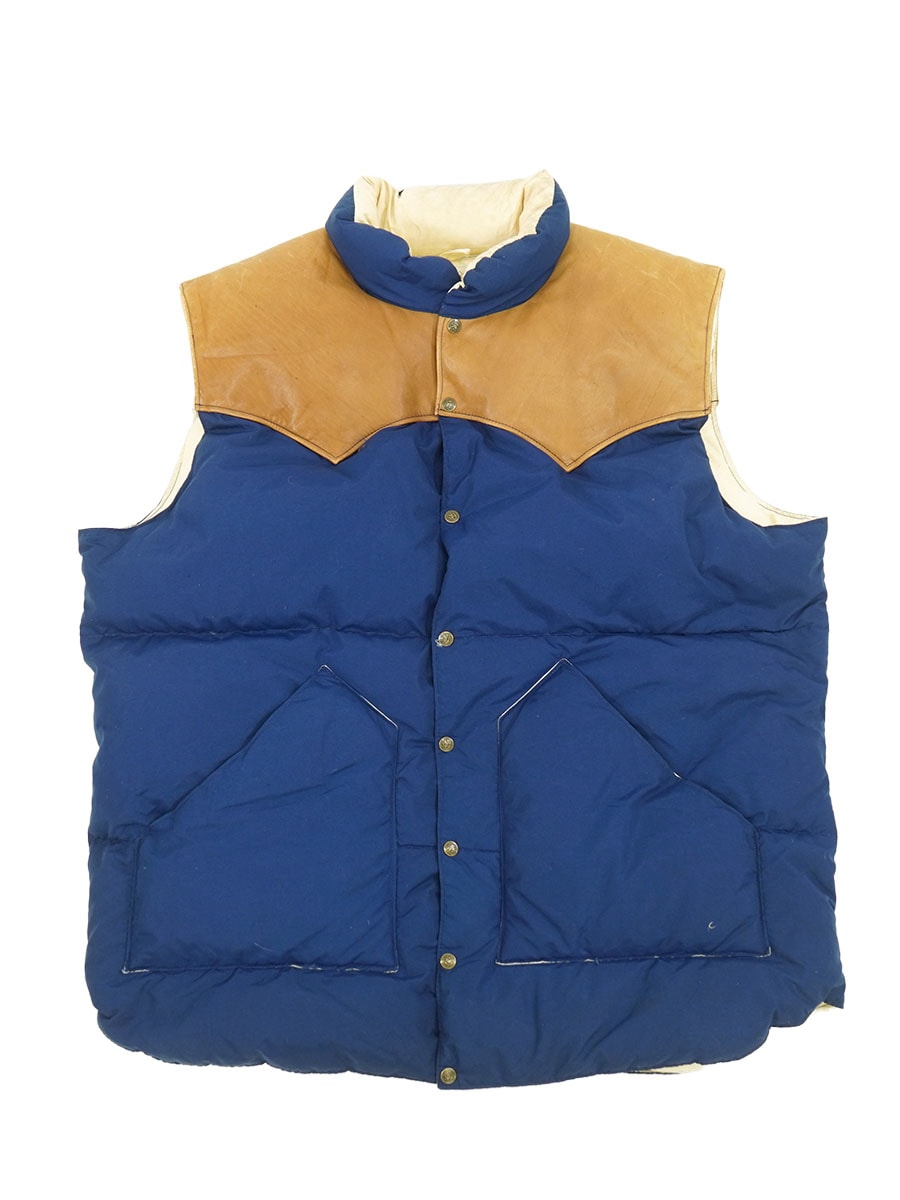 70's Schaefer OUTFITTER レザーヨーク切り替え ダウンベスト ネイビー