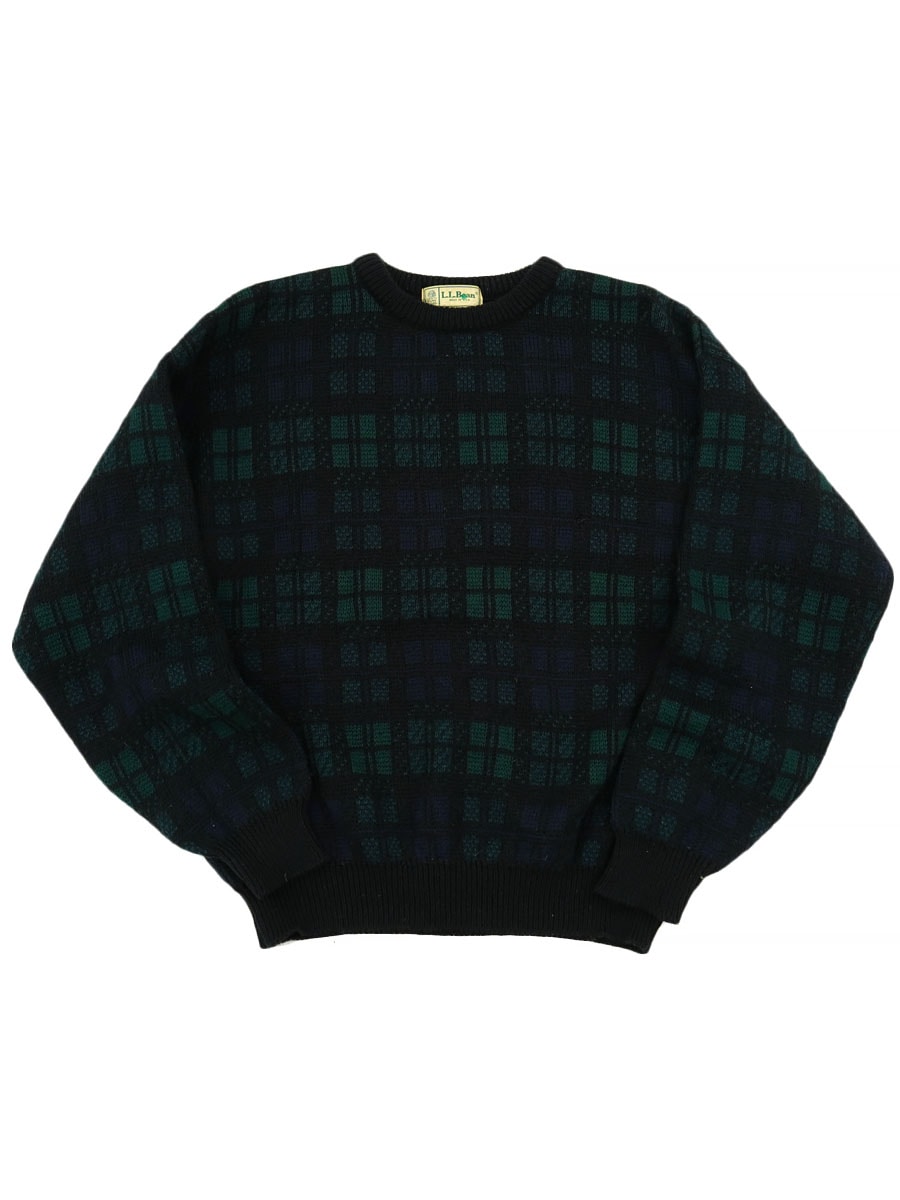 80's L.L.Bean 100% PURE WOOL セーター ブラックウォッチカラー 表記(M) 