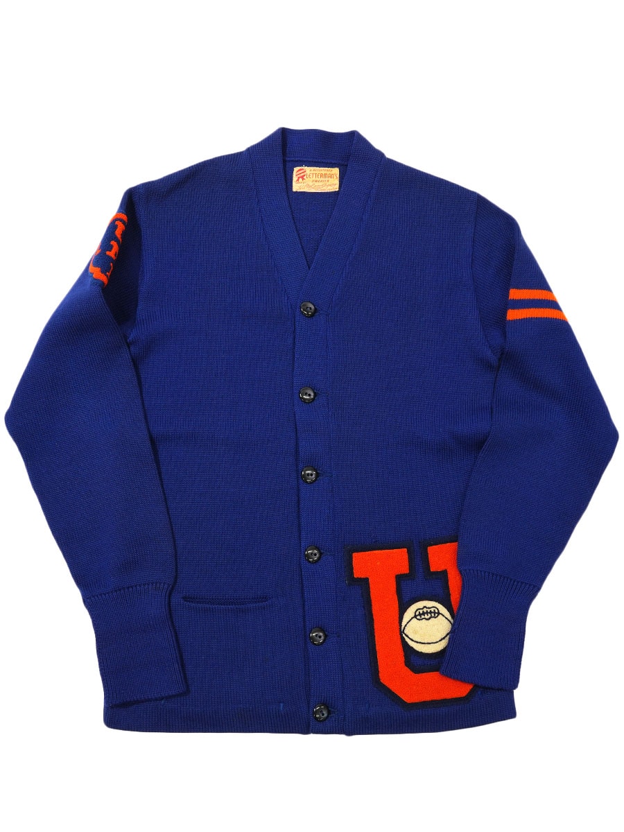 50S60S ビンテージ フルデコ レタードカーディガン ネイビー 50's LETTERMAN'S 