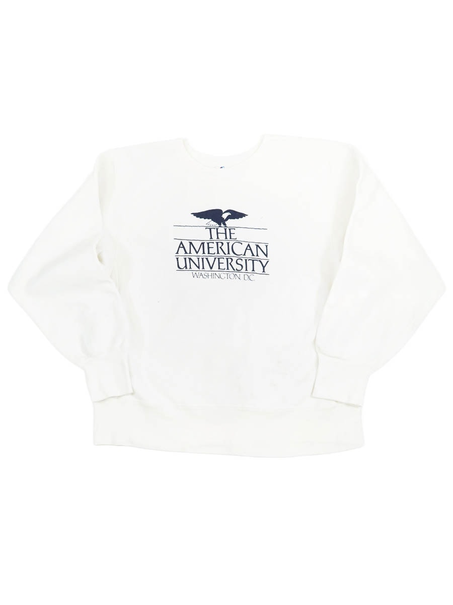 80's プリントタグ チャンピオンRW ''THE AMERICAN UNIVERSITY'' 白