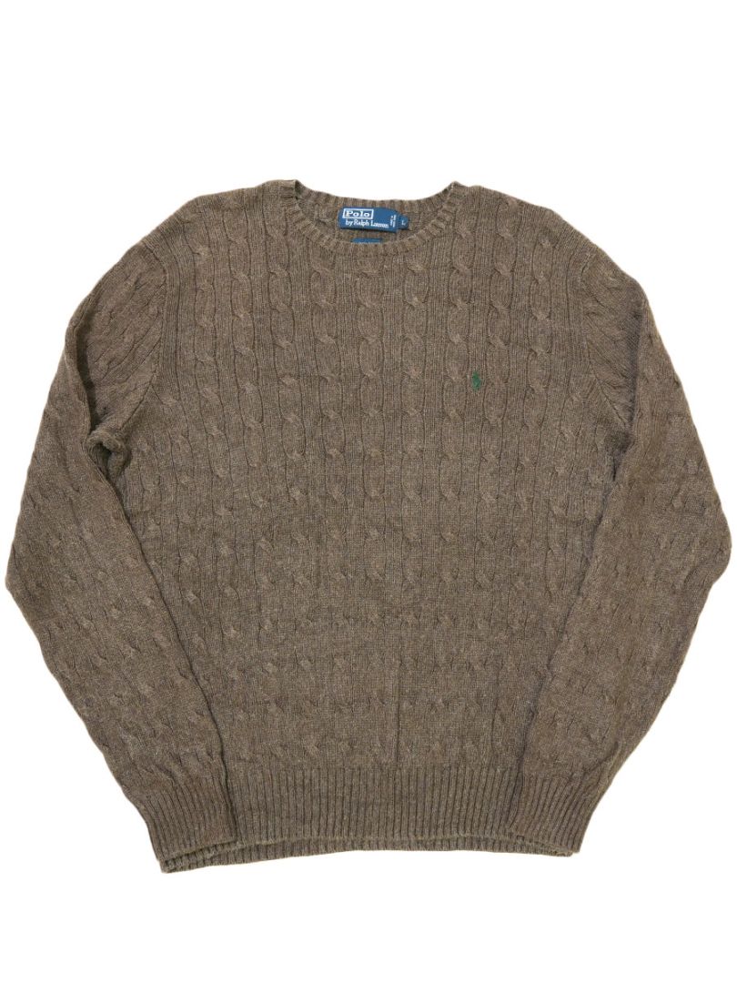 ラルフローレン 100%SILK ケーブル編み ニットセーター ブラウン 表記