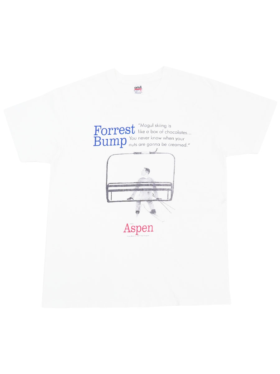 90's anvil ''Aspen Forrest Bump'' パロディプリント Tシャツ ホワイト 表記(XL)