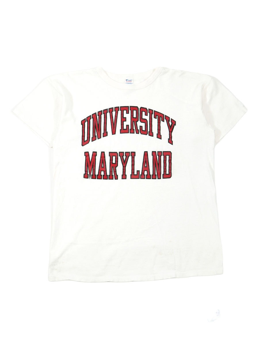 80's トリコタグ チャンピオン ''UNIVERSITY MARYLAND'' Tシャツ ホワイト 表記(XL) USA製