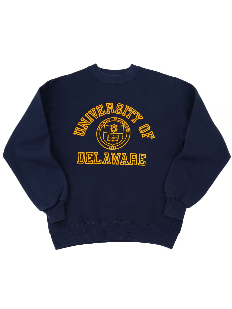 80's～ JANSPORT ''UNIVERSITY OF DELAWARE'' 3段フロッキープリント スウェット 表記(M) USA製