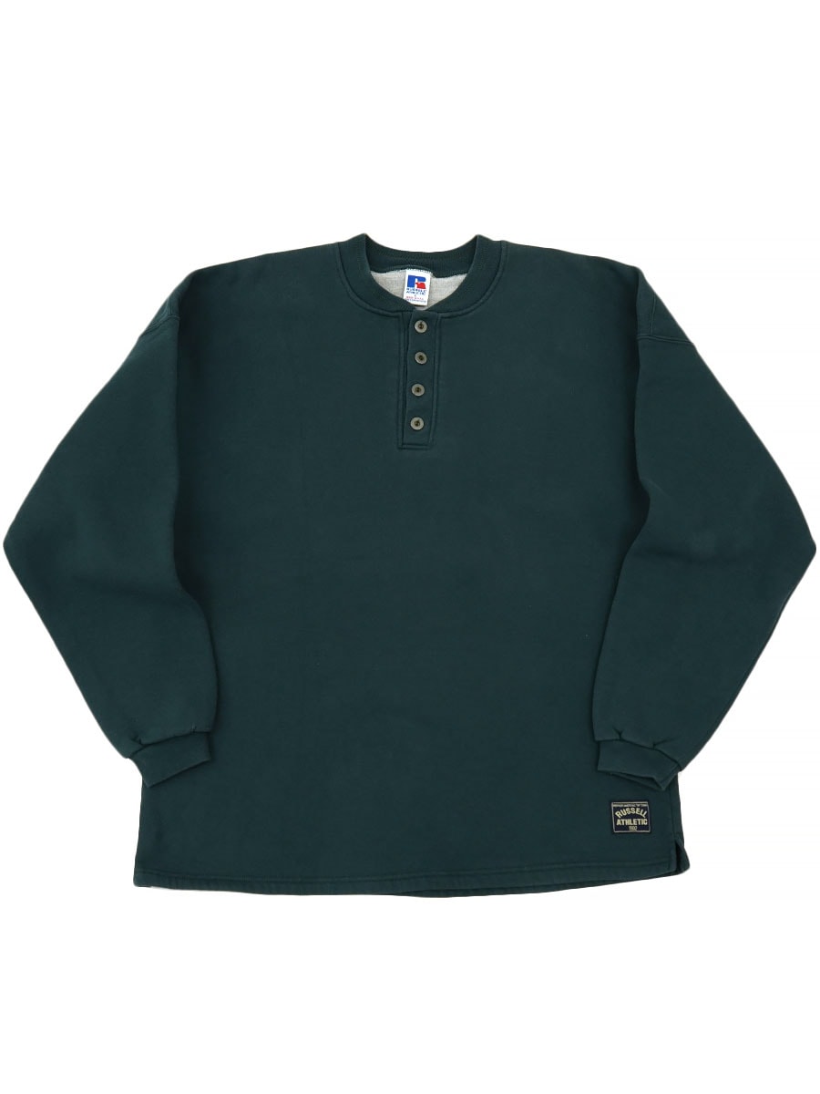 90's RUSSELL ATHLETIC ヘンリーネック 無地 カットソースウェット
