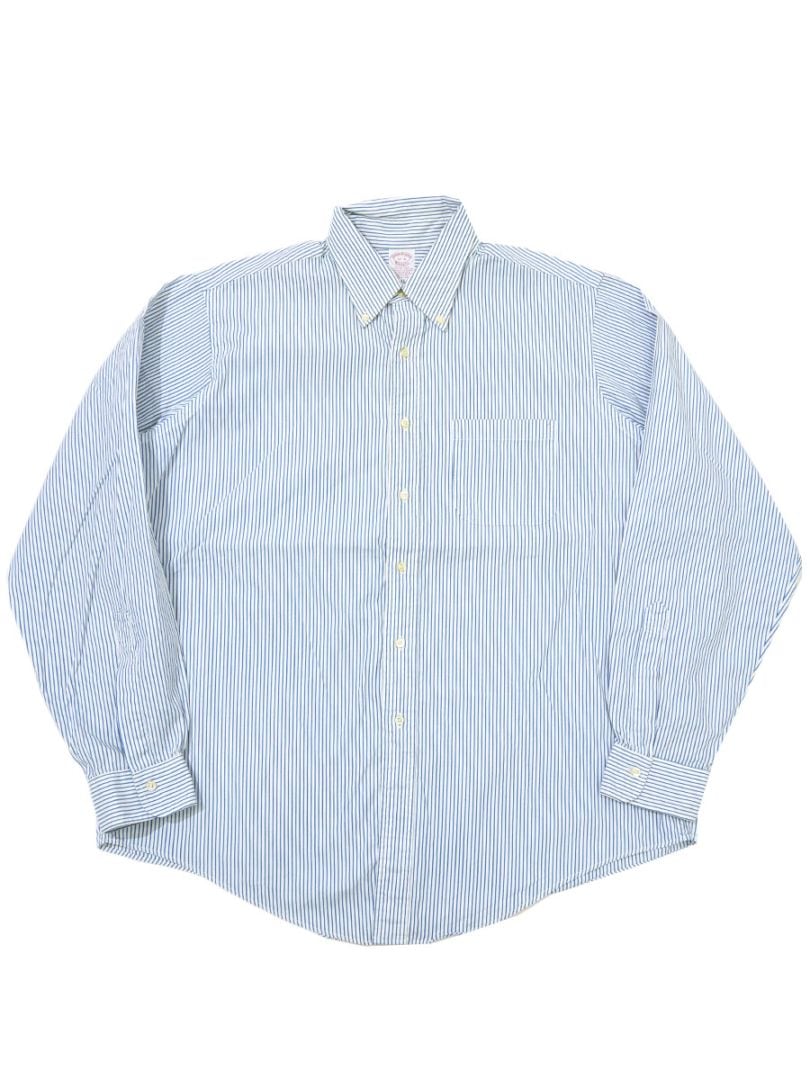 Brooks Brothers Makers 青白ストライプ L/S B.Dシャツ 表記(17) USA製