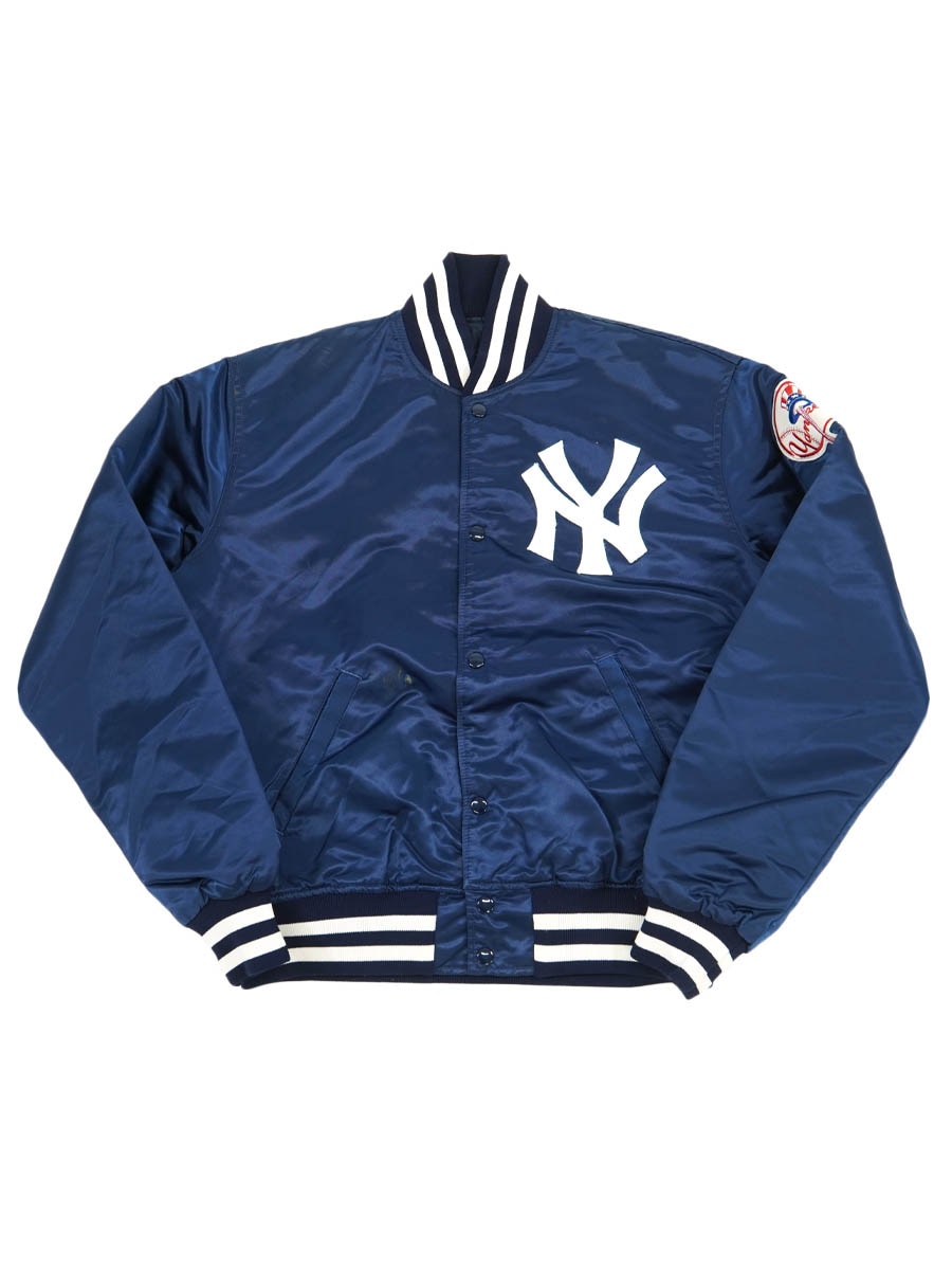 90's STARTER ''New York Yankees'' サテンスタジャン ネイビー 表記(L