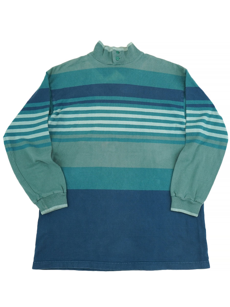 80's L.L.Bean ランダムボーダー カットソースウェット 表記(L) USA製