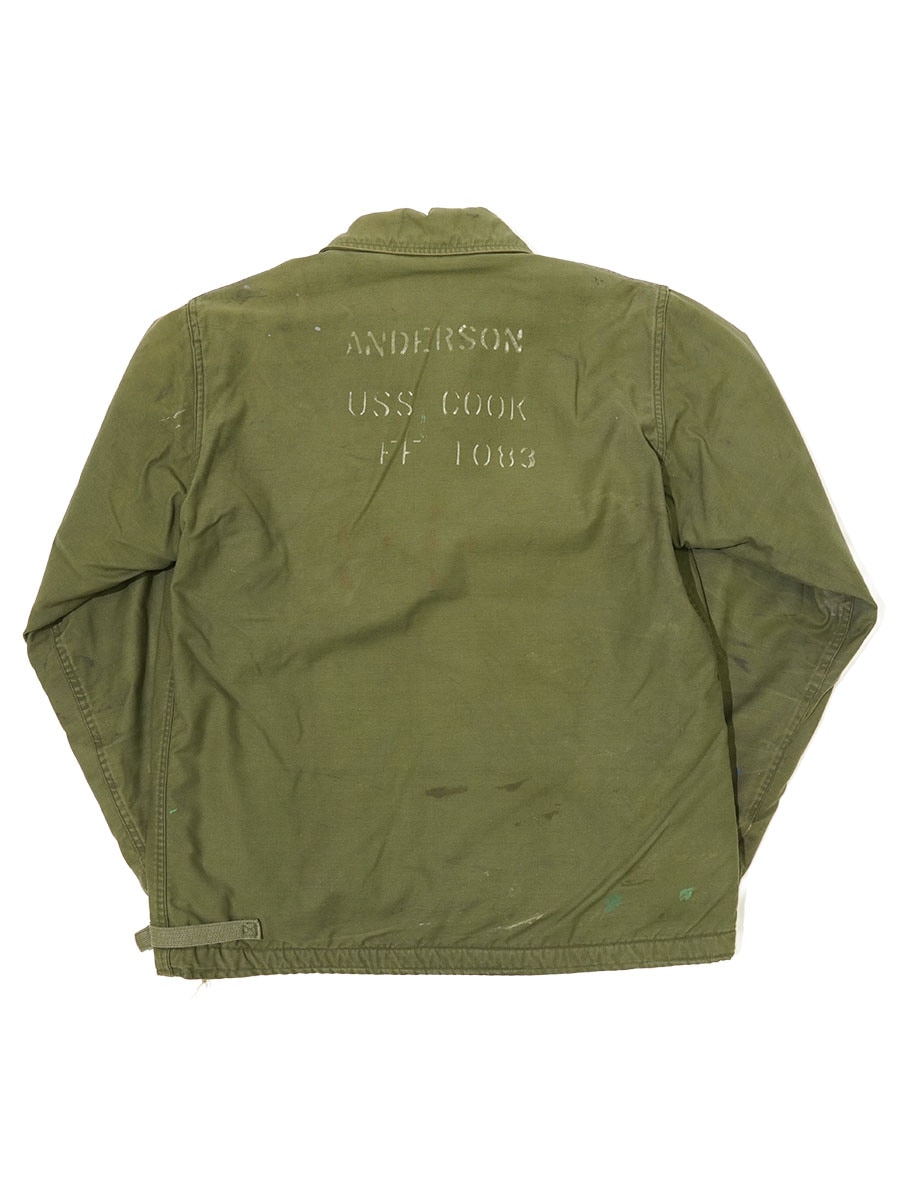 70's～ U.S.NAVY A-2デッキジャケット 表記(MEDIUM) ステンシル