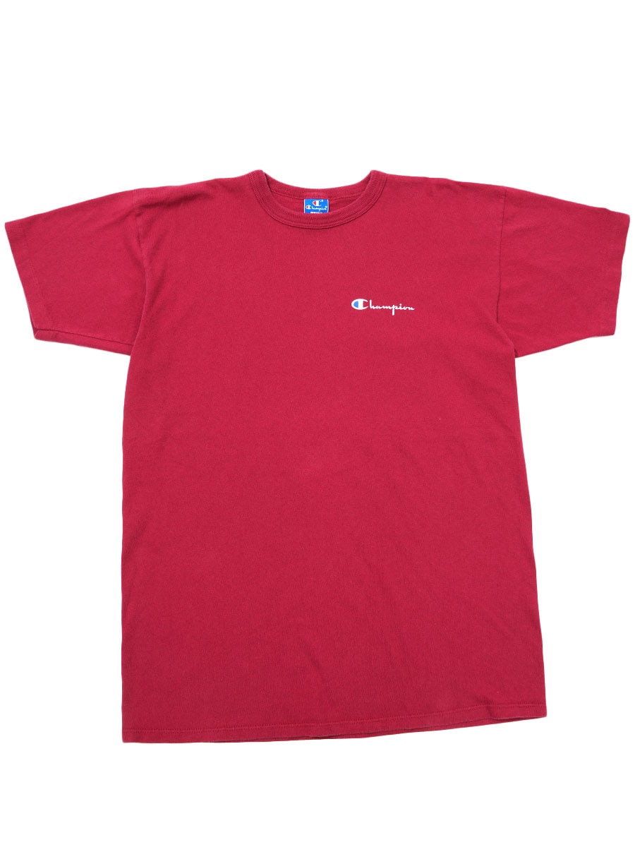 90's チャンピオン スクリプトロゴ Tシャツ クリムゾン 表記(XL) USA製