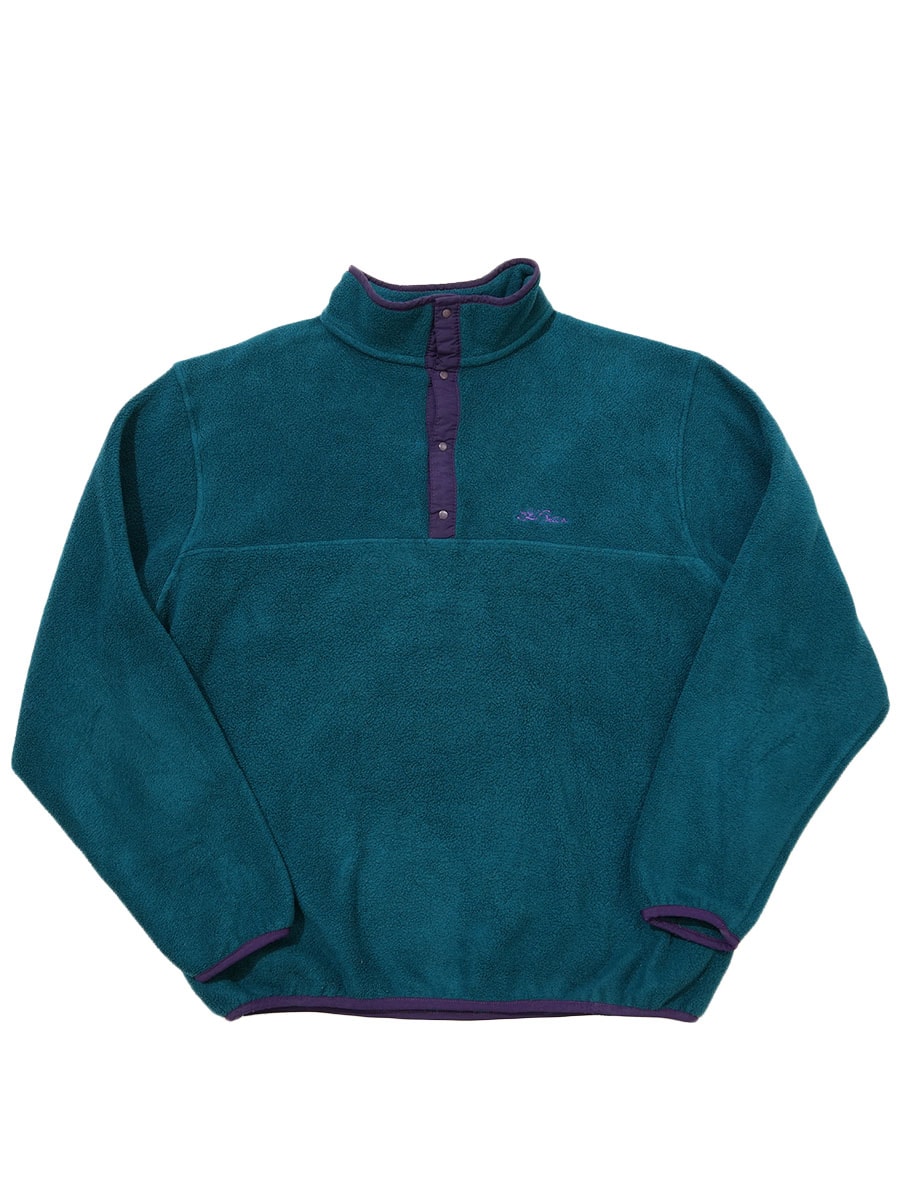 80's～ L.L.Bean スナップTタイプ フリースプルオーバー ティール 実寸(XL位)