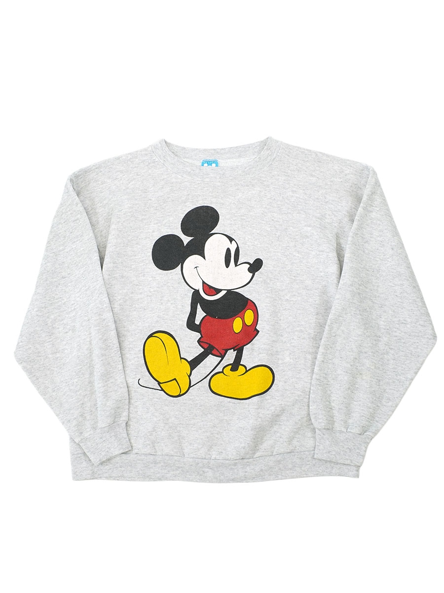 80's DISNEY ミッキーマウス セットインスリーブスウェット ライトグレー 表記(XL) USA製