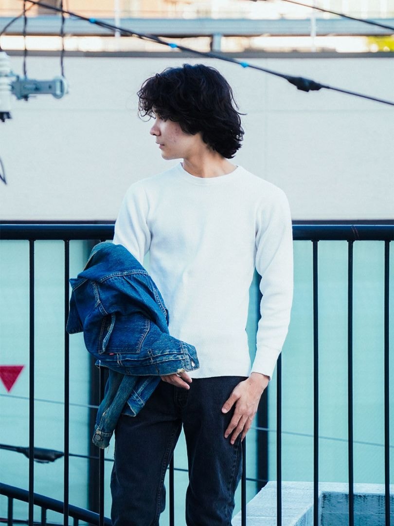 80's U.S.MILITALY HEMINGWAY APPAREL ロングスリーブサーマル ハニカム ホワイト 表記(M) USA製