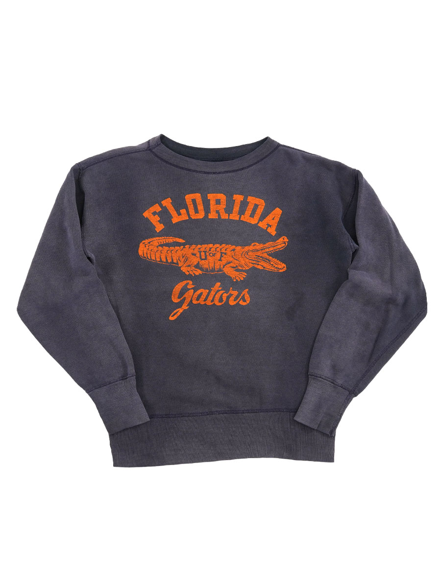 50's～ ''FLORIDA gators'' 3段プリント スウェット ナス紺 長リブ 実寸(M位)