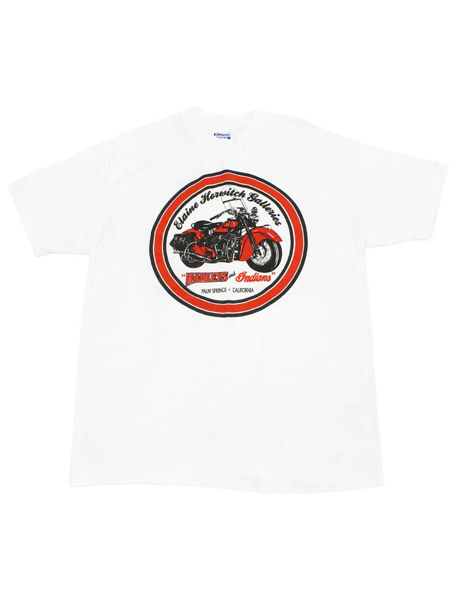 90's Hanes ''Elaine Horwitch Galleries/HARLEYS and Indians'' Tシャツ 表記(XL) USA製