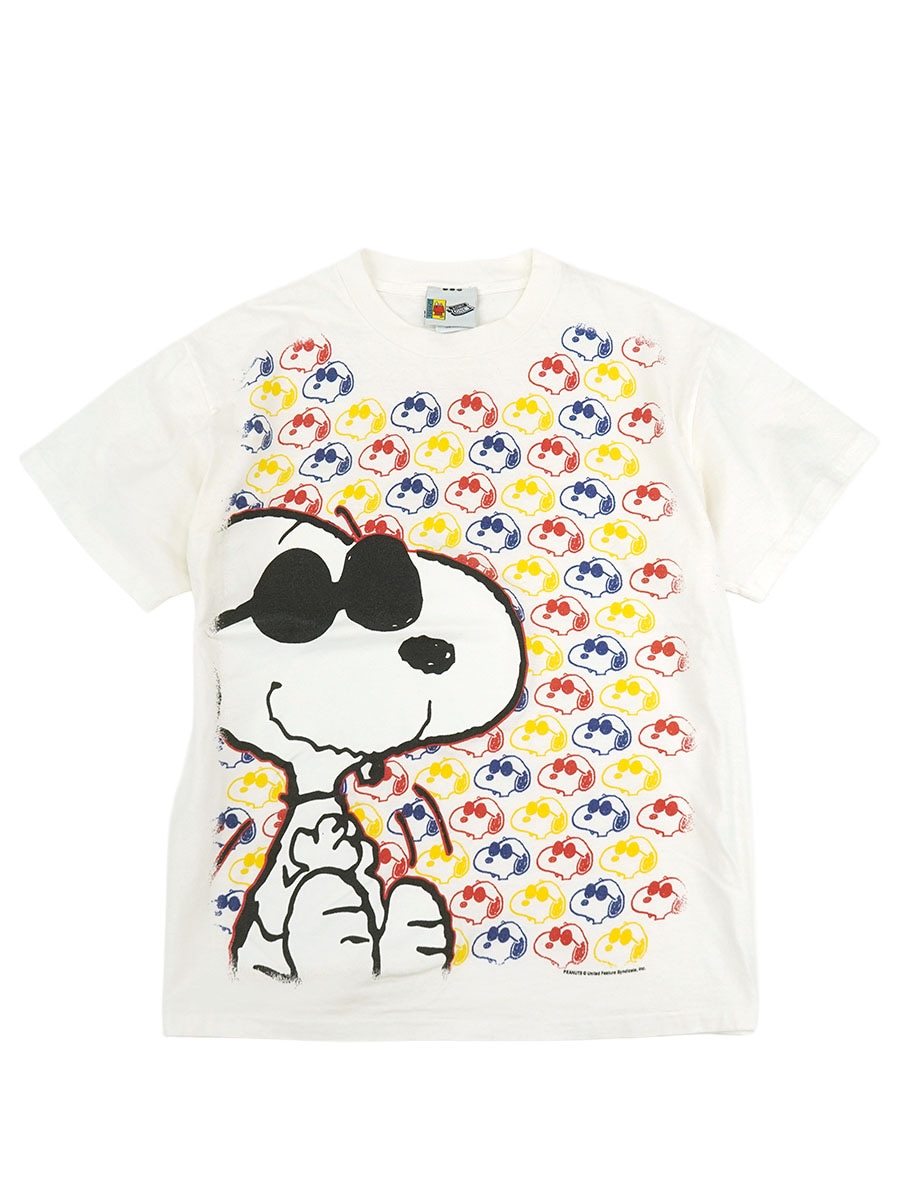 90's PEANUTS ''スヌーピー'' オーバープリント Tシャツ ホワイト 表記(L) USA製