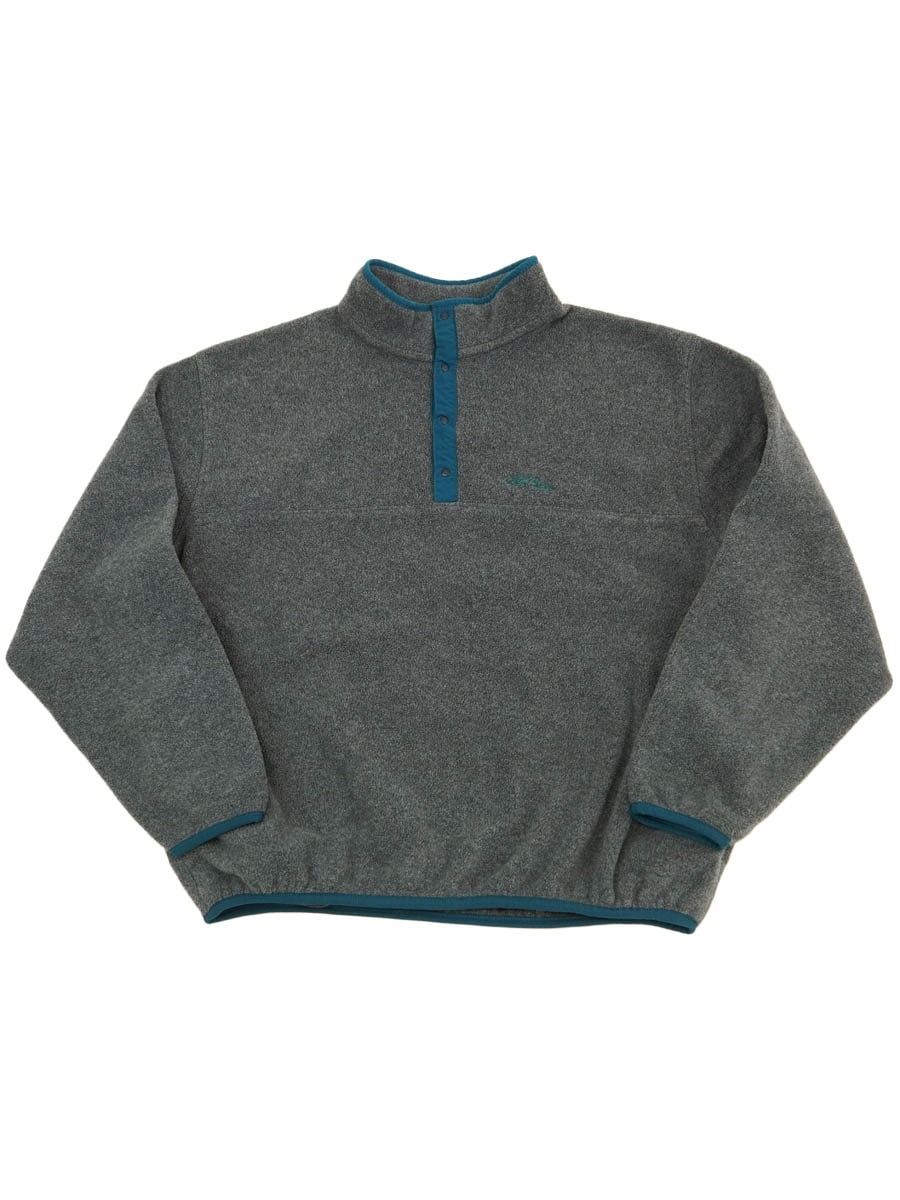 80's～ L.L.Bean スナップTタイプ フリースプルオーバー チャコールグレー 実寸(L位)