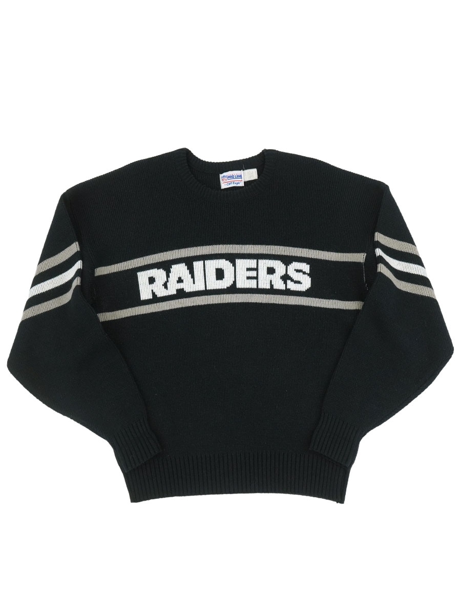 90's PRO LINE by Cliff Engle ''RAIDERS'' ウール ニットセーター ブラック 表記(XL) USA製