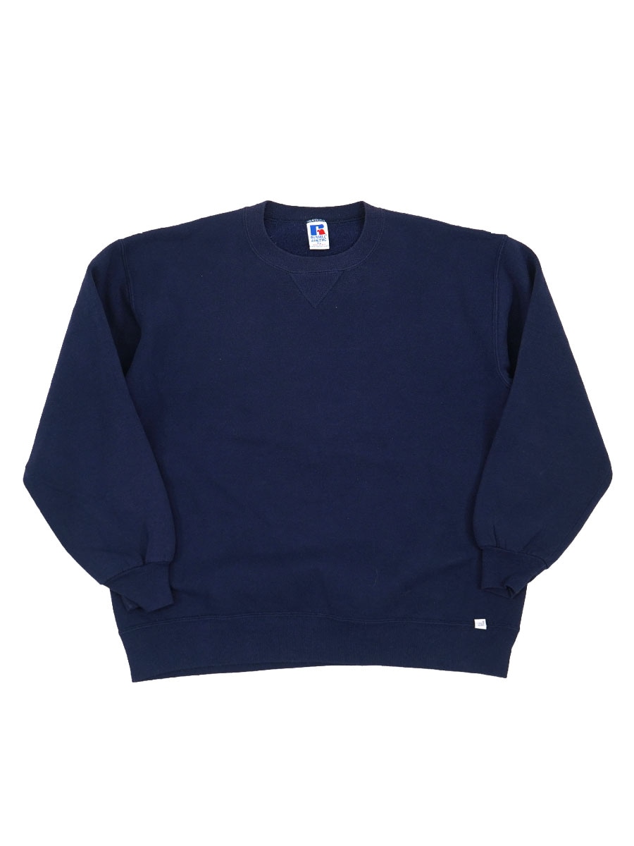 90's RUSSELL ATHLETIC 前V 無地スウェット ネイビー 表記(XL) USA製