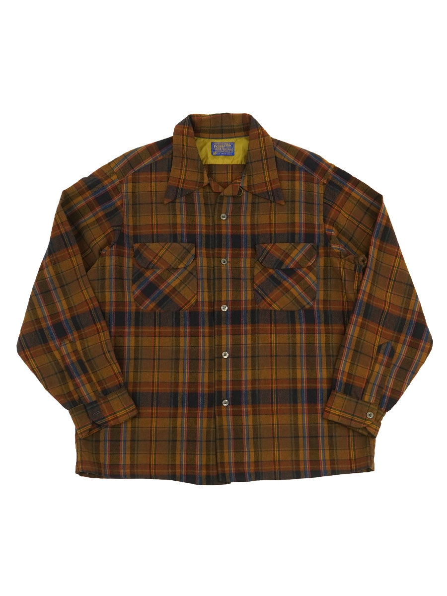 60's PENDLETON ブラウンベース 好配色チェック柄 ボードシャツ 表記(L)