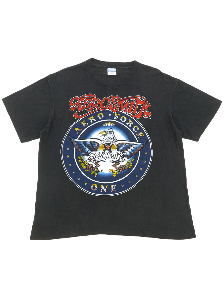 80's Spring Ford エアロスミス ''AERO FORCE ONE/TOUR 1987'' 両面プリント Tシャツ ブラック 表記(XL) USA製