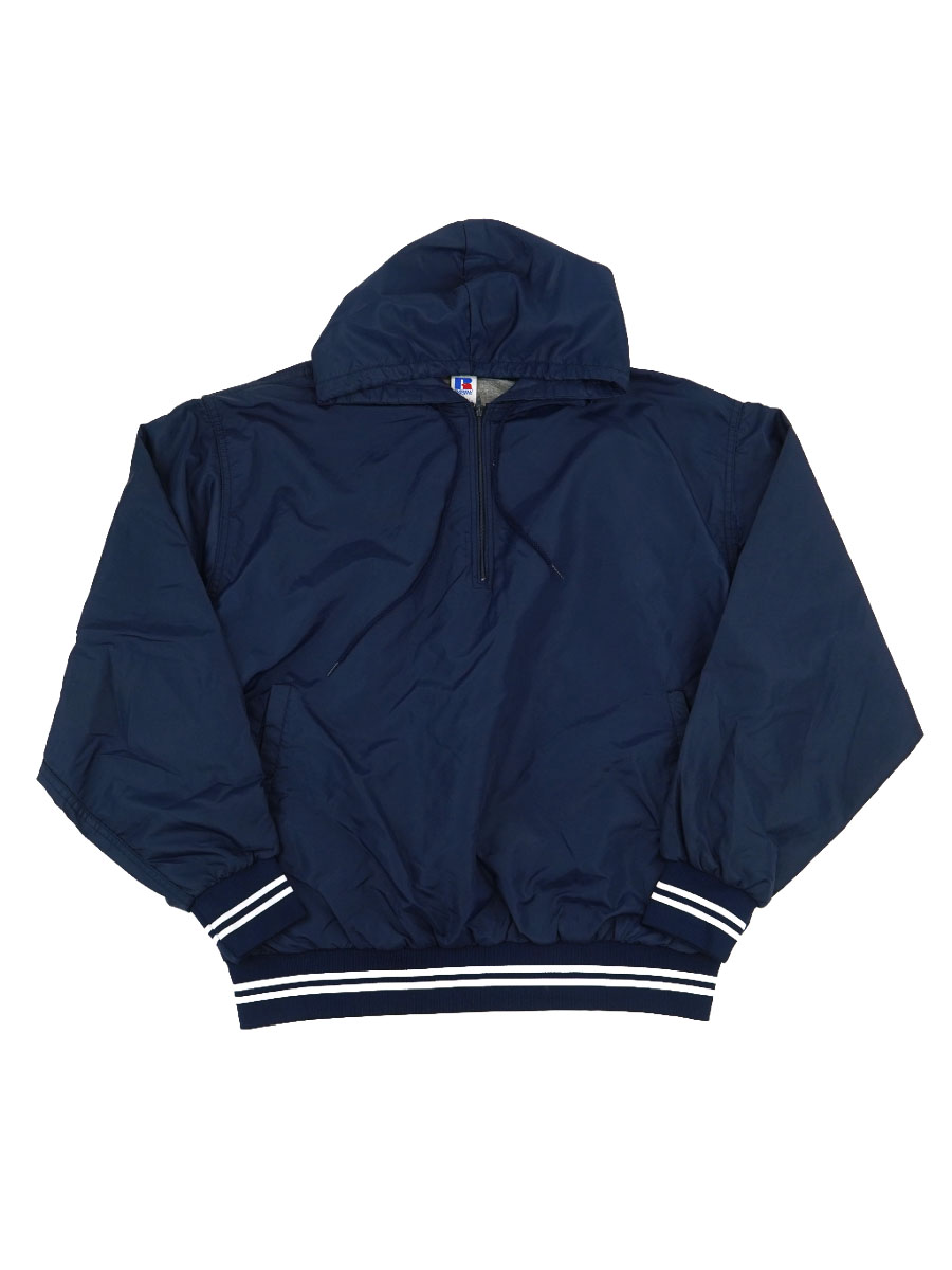 80's RUSSELL ATHLETIC リブライン ハーフジップ ナイロンプルオーバー 表記(XL) USA製