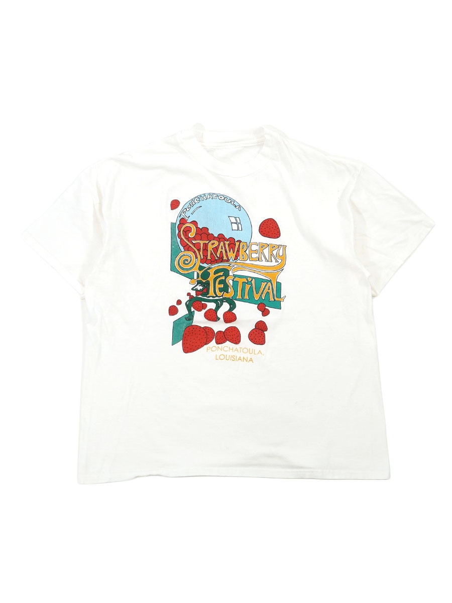 90's～ ''STRAWBERRY FESTIVAL'' Tシャツ ホワイト 実寸(L位)