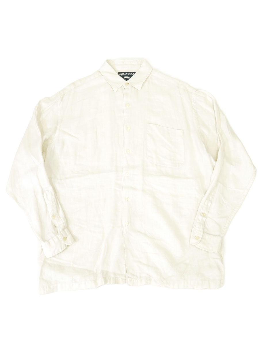 POLO GOLF CHAMBERS 100%リネン ロングスリーブシャツ ホワイト 表記(L) 