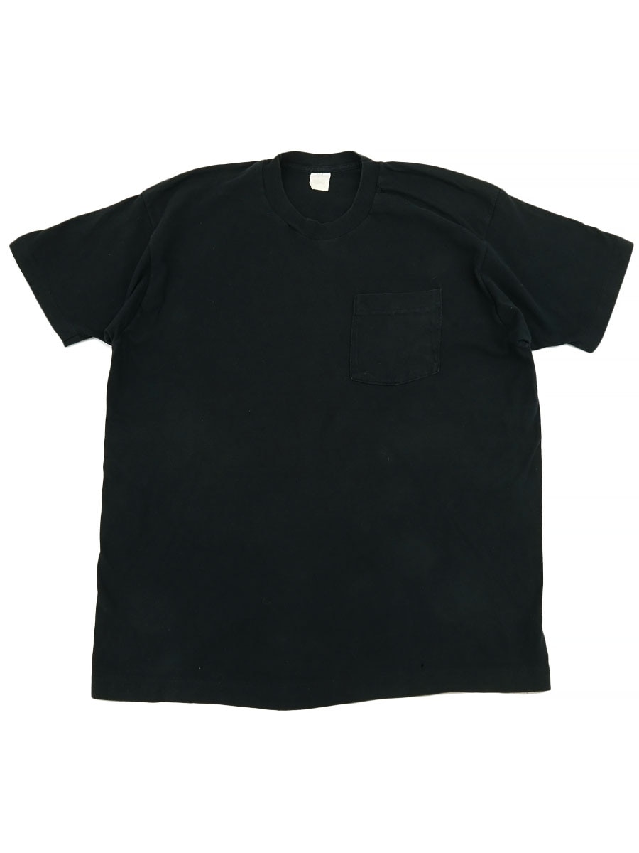 80's FRUIT OF THE LOOM 無地 ポケットTシャツ 黒 実寸(L位)
