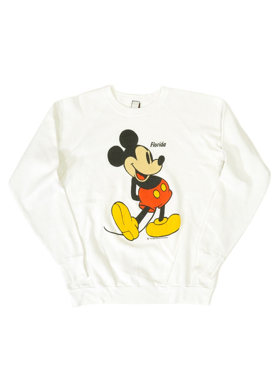 90's SCREEN STARS ミッキーマウス ''Florida'' ラグランスウェット ホワイト 表記(XL) USA製