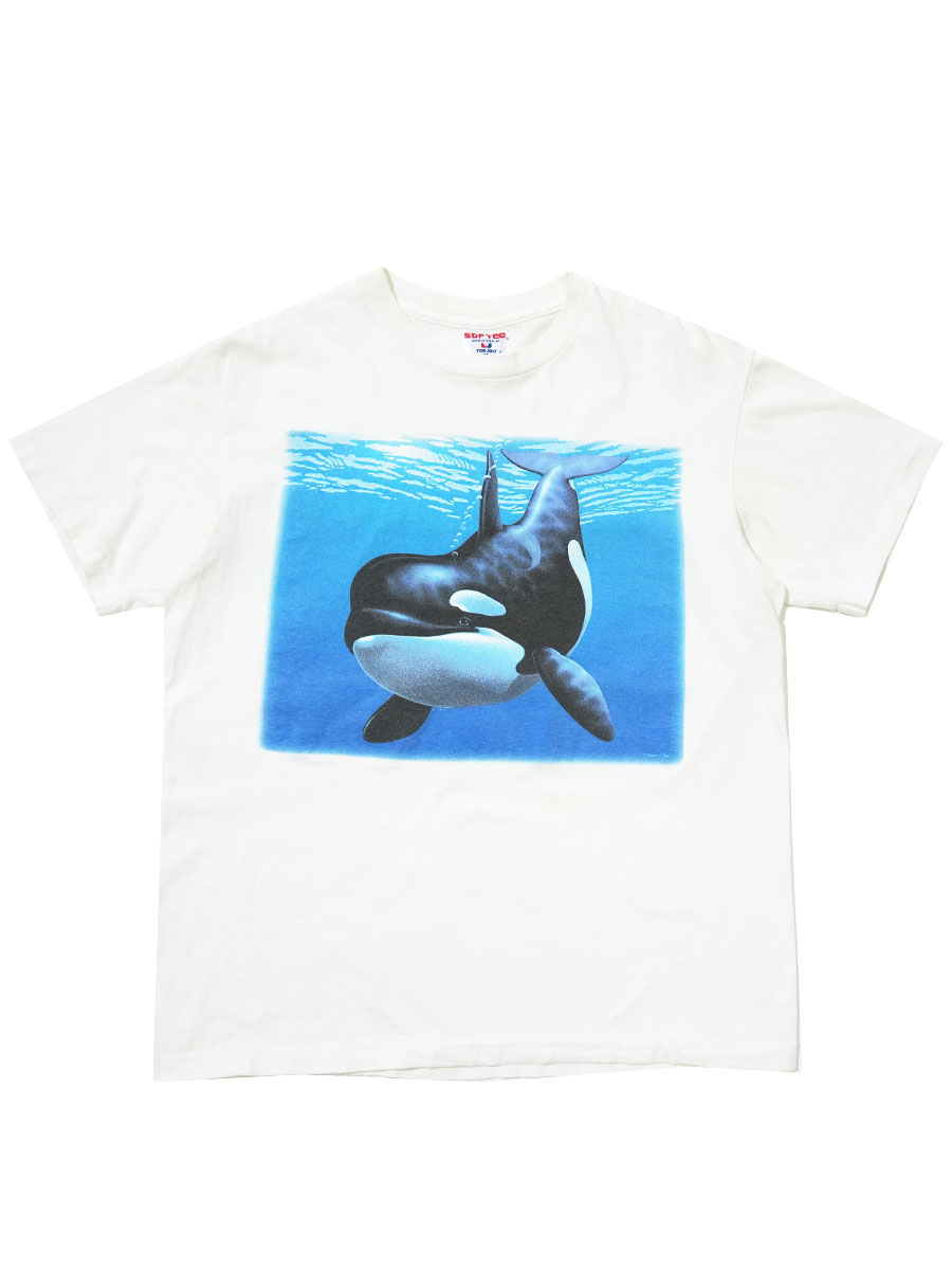 90's sof tee シャチ プリントTシャツ 白 表記(M) USA製