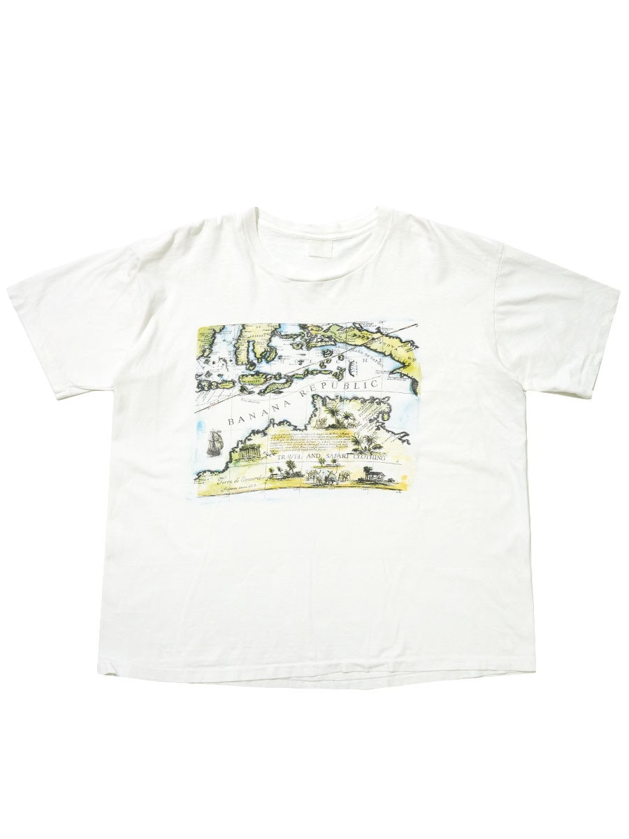 90's BANANA REPUBLIC ''TRAVEL AND SAFARI CLOTHING'' Tシャツ 実寸(XL位)