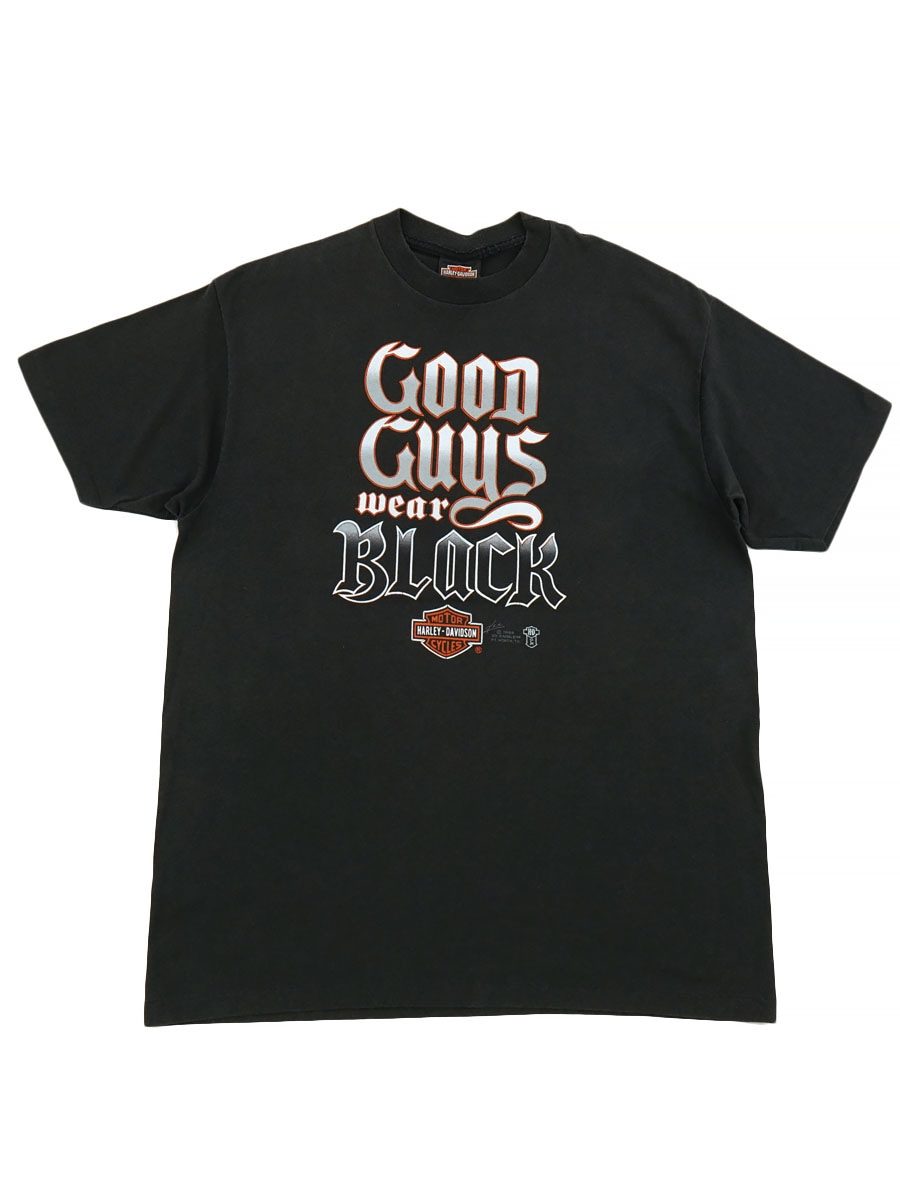 90's H-D ハーレーダヴィッドソン ''GOD GUYS WEAR BLOCK'' Tシャツ 表記(XL) USA製