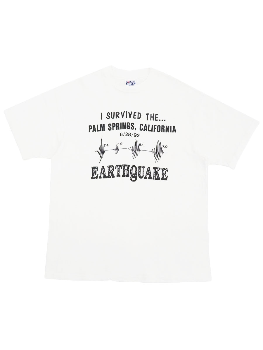 90's Hanes ''EARTHQUAKE'' Tシャツ ホワイト 表記(L) USA製