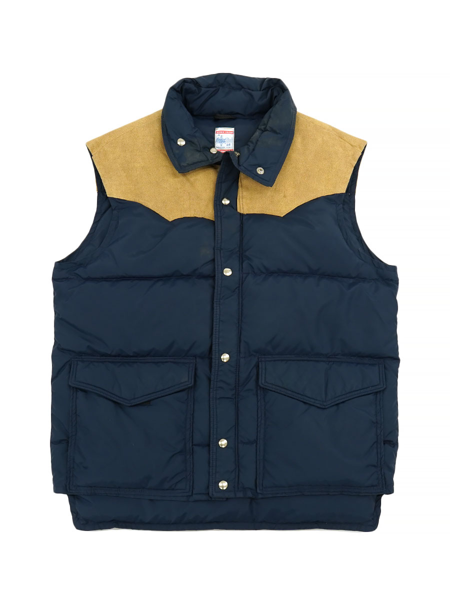 大人気✨美品 33℃ ボンディング切替 フード付き ダウンベスト 黒 M 金金具 70's Frostline 切り替え ダウンベスト ネイビー 表記(M) | NEW ITEM
