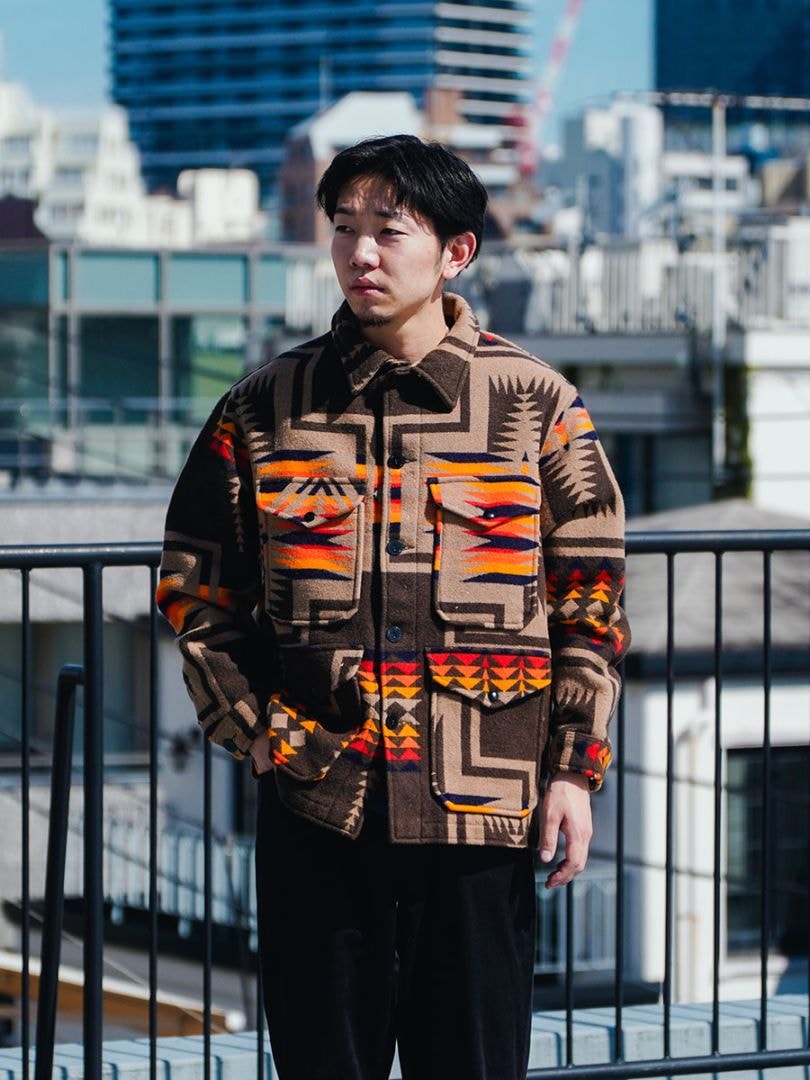 70's PENDLETON ネイティブ柄 ウールマッキーノジャケット 表記(XL)