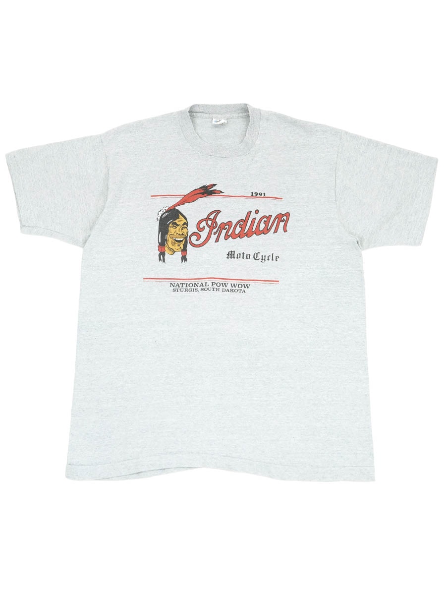 90's FRUIT OF THE LOOM ''Indian Moto cycle NATIONAL POW WOW'' 両面プリントTシャツ 表記(XL)