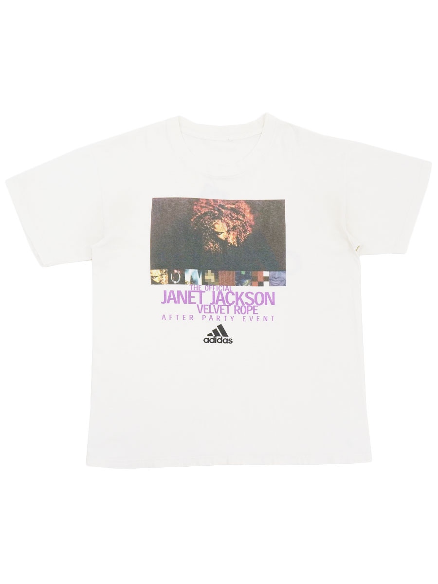 90's ジャネット・ジャクソン ''The Velvet Rope/adidas'' 両面プリント Tシャツ ホワイト 実寸(L位)
