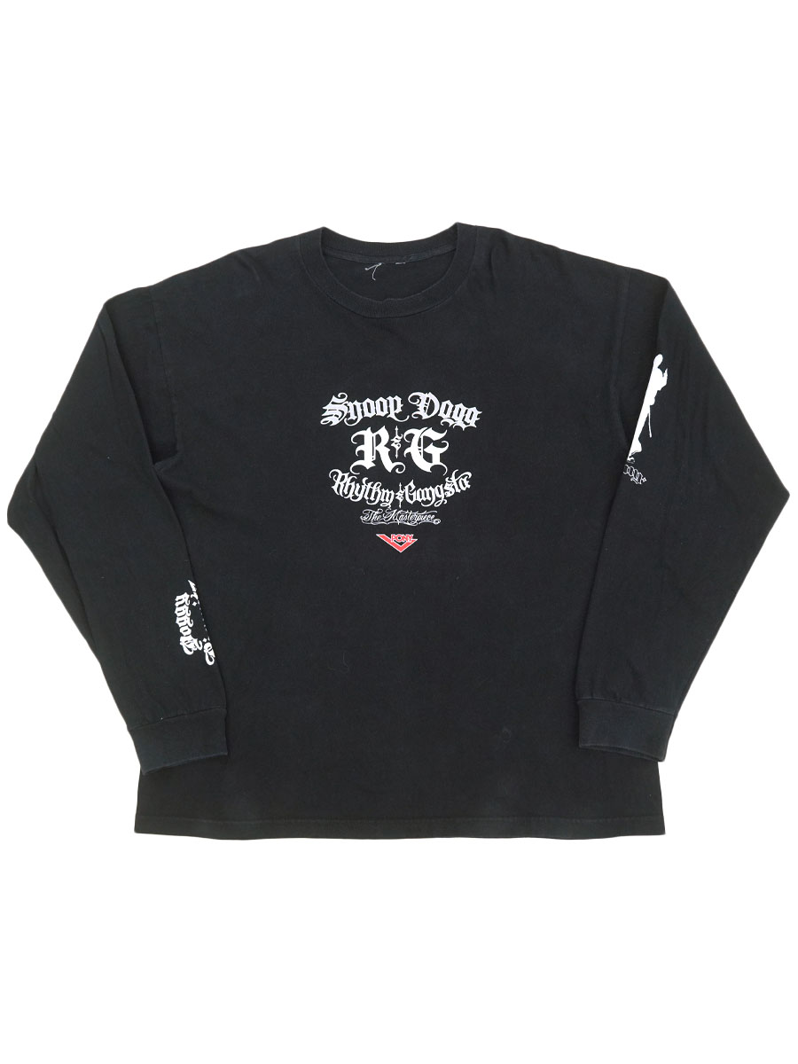 00's スヌープ・ドッグ ''R&G Rhythm & Gangsta The Masterpiece'' 両面袖プリント ロングスリーブTシャツ ブラック 実寸(XL位)
