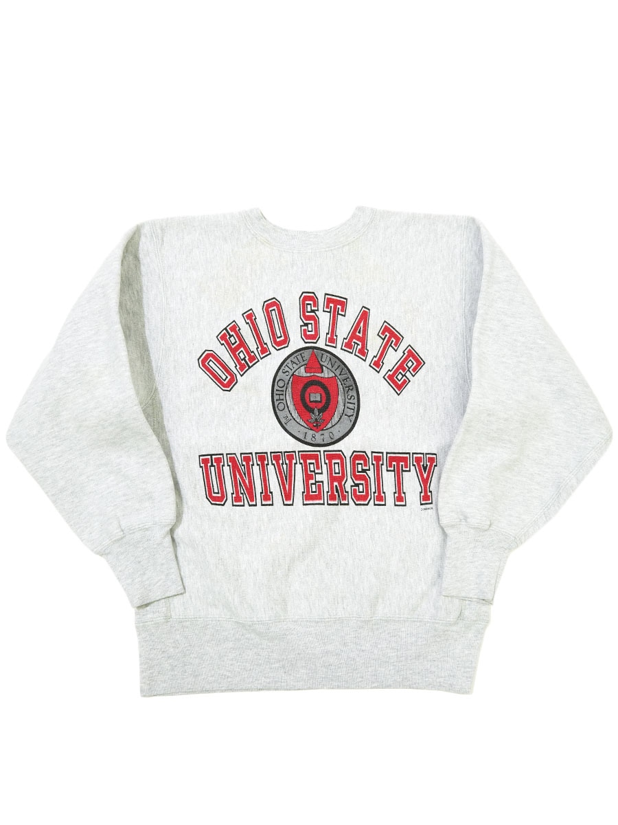 90's 刺繍タグ チャンピオンRW ''OHIO STATE UNIVERSITY'' 3段染み込み